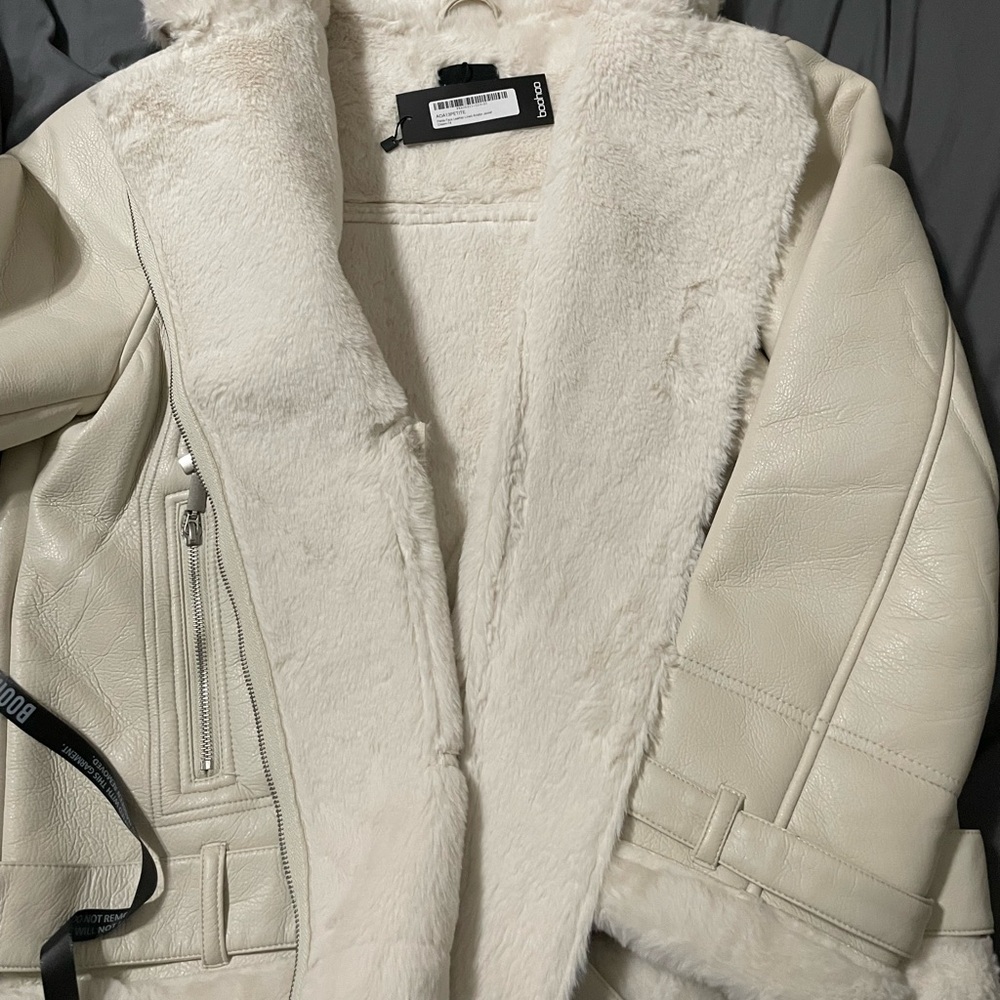 Cream leather coat